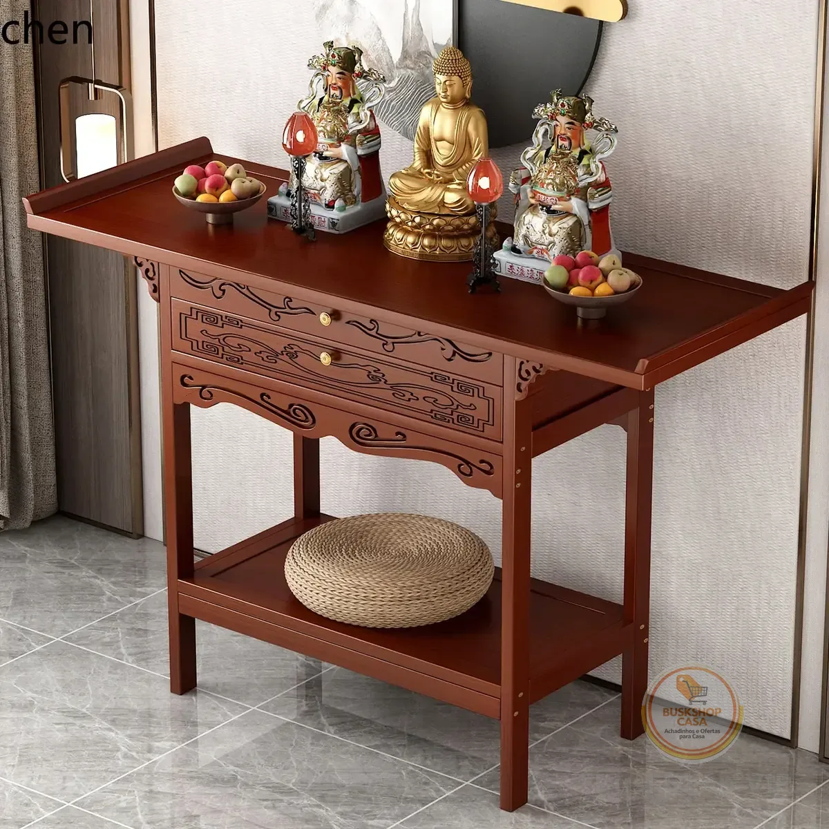r5.20 Armário de Chão para Altar, Mesa de Buda, Suporte para Incenso Doméstico, Mesa de Adoração e Oferta