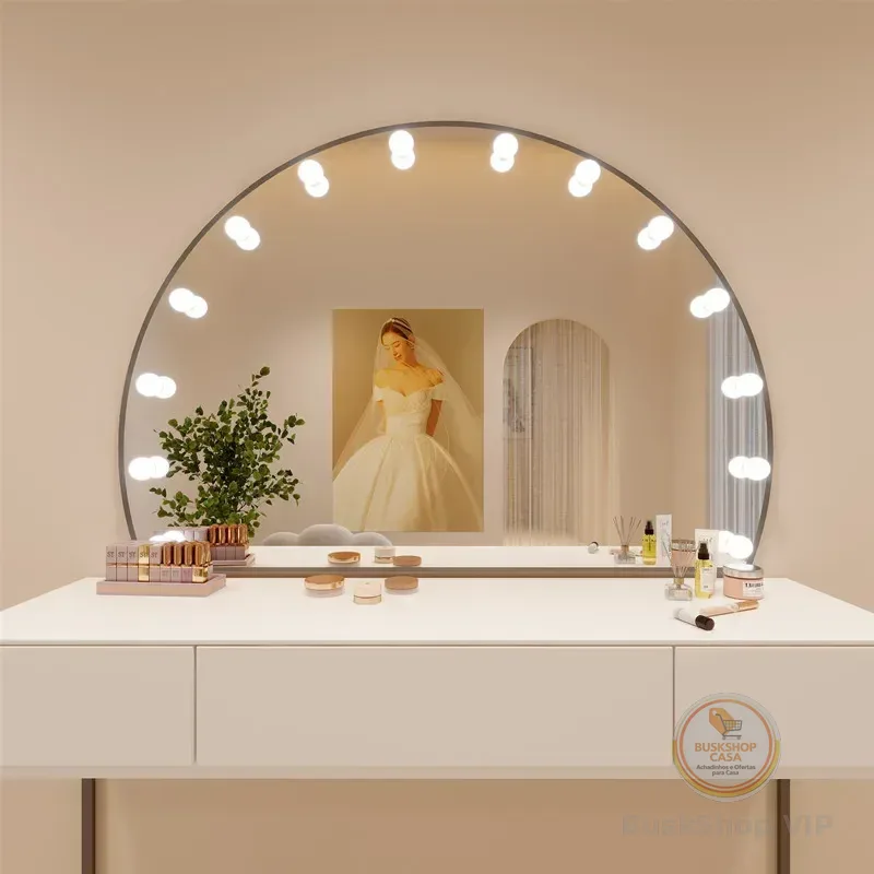 r5.13 Espelho de Maquiagem para Estúdio Fotográfico, Mesa de Maquiagem para Loja de Vestidos de Noiva, Mesa de Maquiagem para Salão de Beleza