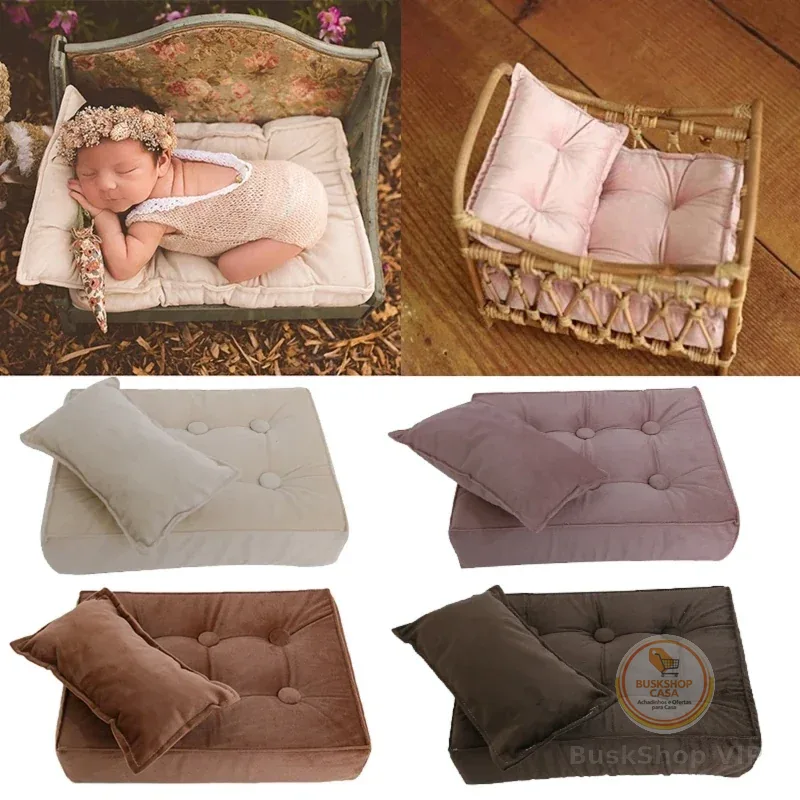 Adereços para fotografia de recém-nascidos, travesseiros para posar, cama, colchão, almofada, acessório para sessão de fotos de bebês, cenário para fotos de bebês