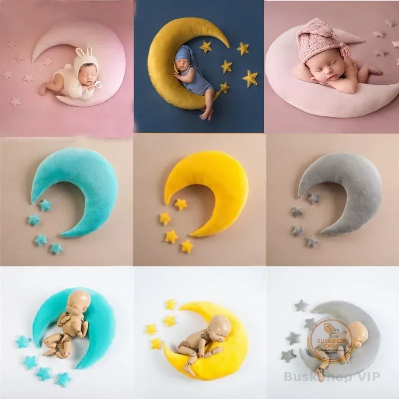 Recém-nascidos Adereços Fotografia, Lua e Estrela Almofada, Baby Basket Cushion, Photo Shoot, Estúdio Acessórios