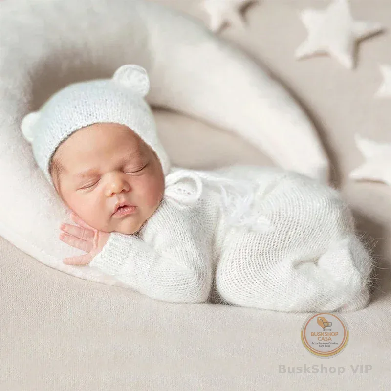 Macacão amarelo orelhas de urso do recém-nascido com chapéu, roupas com padrão animal, roupas de tricô fofas, roupas photoshoot para bebê menino