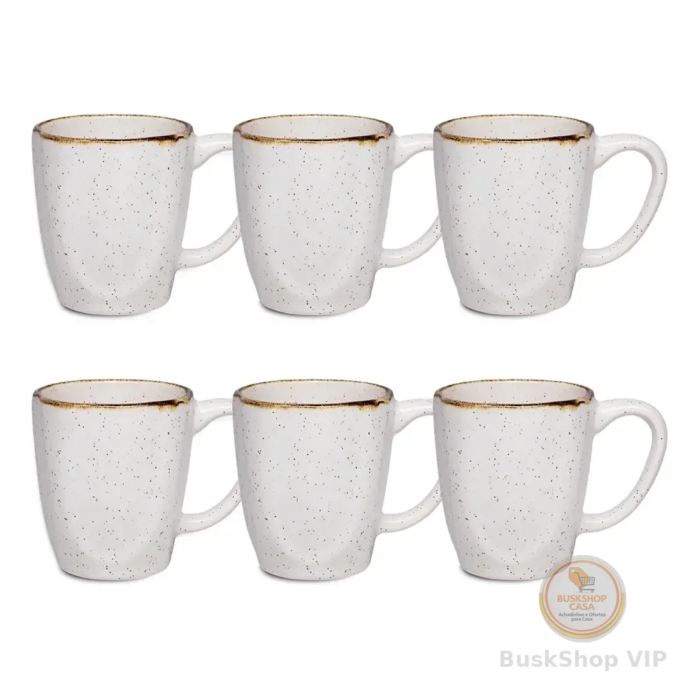Jogo Com 6 Canecas De 260ml Em Porcelana Ryo Maresia Oxford