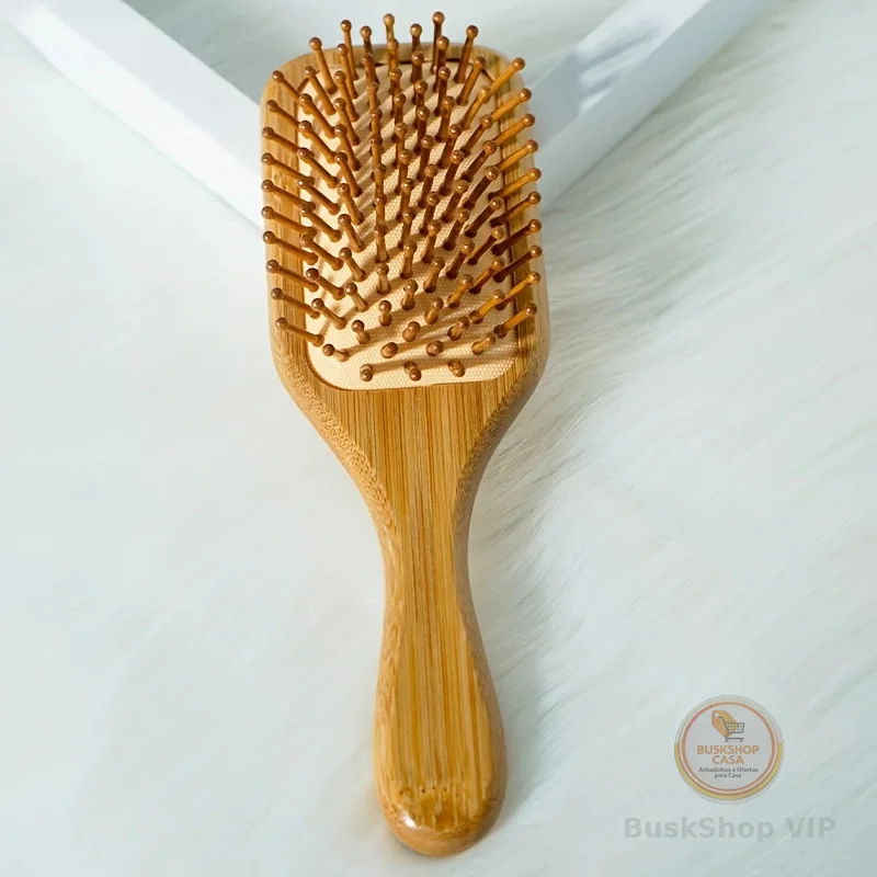 Escova De Cabelo De Bambu Natureza Antiestática De Madeira Couro Cabeludo Massagem Pente Almofada De Ar Ferramentas De E