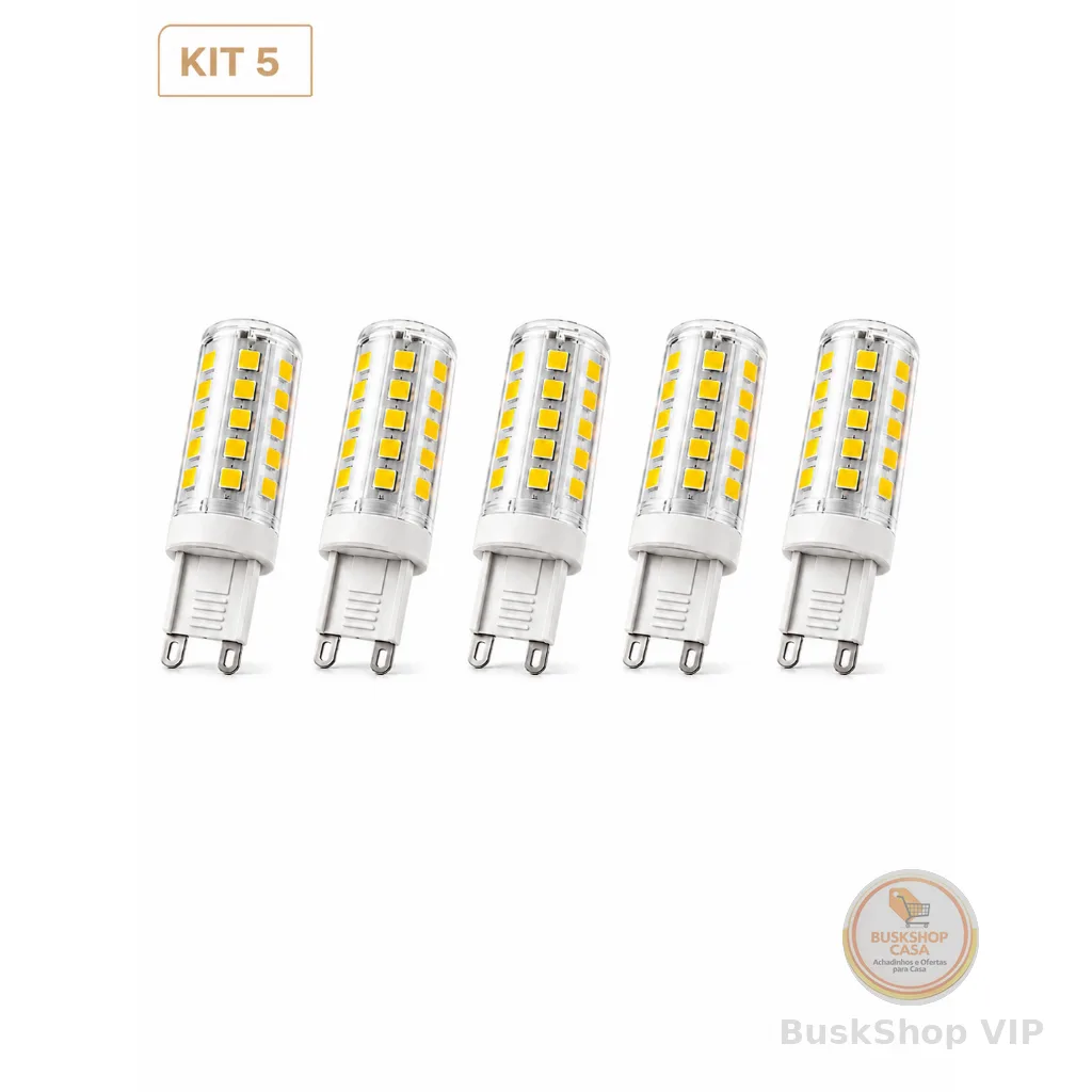 Kit C/5 Lâmpadas Halopim G9 Led 5w Para Lustres E Arandelas Branco quente Branco frio BIVOLT