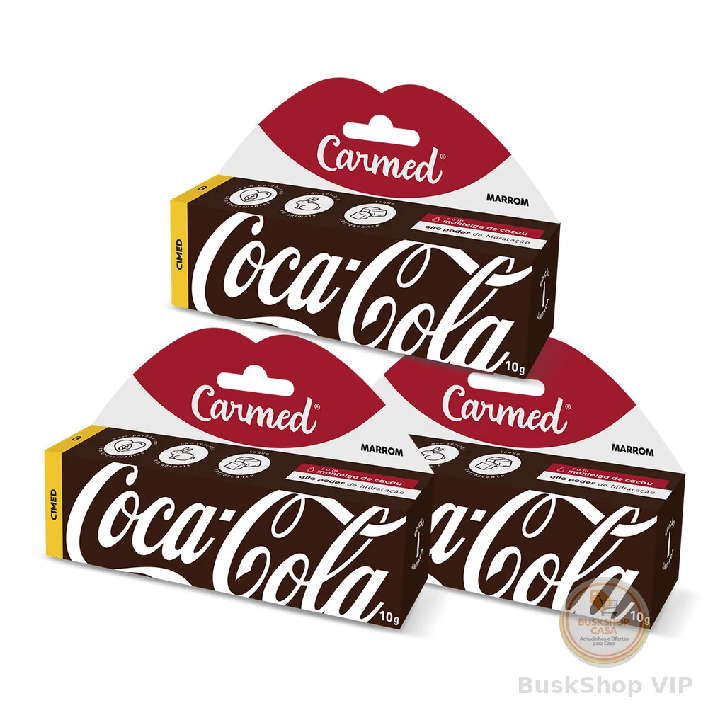 Kit 3 Und Hidratante Labial Carmed Coca-Cola Marrom 10g