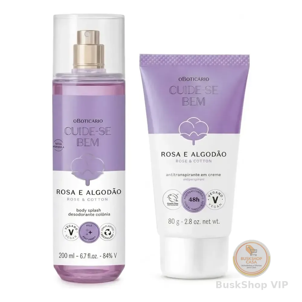 Combo Cuide-se Bem Rosa E Algodão: Body Splash 200ml + Anti
