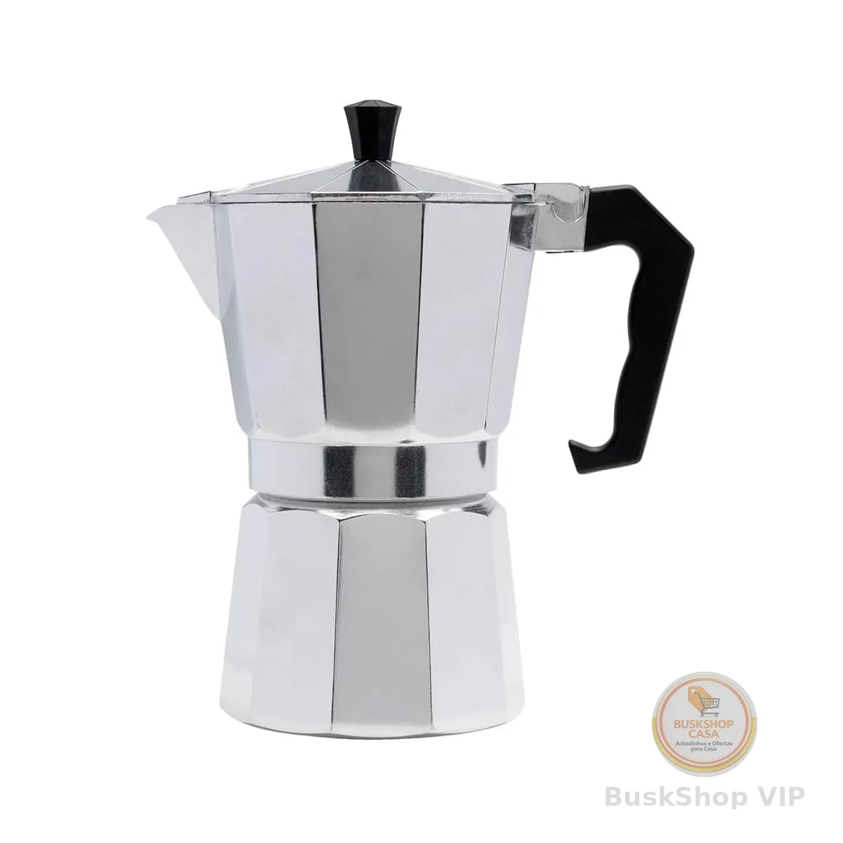 Cafeteira Italiana de Alumínio com Alça – para 6 e 9 Xícaras de Café Expresso Moka, Prata, (6 Xícaras (300ml))