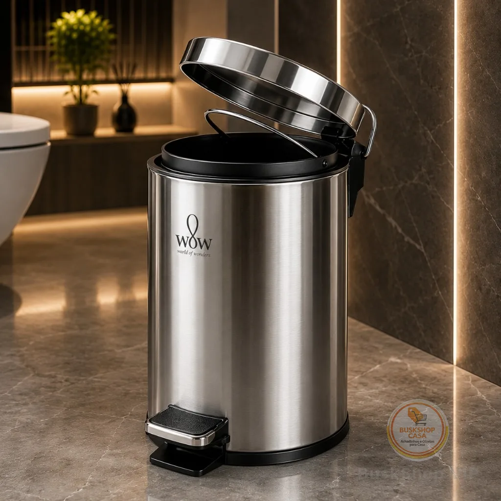 Lixeira Inox 5 Litros Cesto Com Pedal E Balde Removível