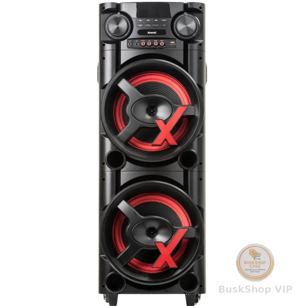 🛍️Caixa de Som ACA 1300 NewX 1300W Torre Amvox Duplo Woofer de 10" Bluetooth Bivolt