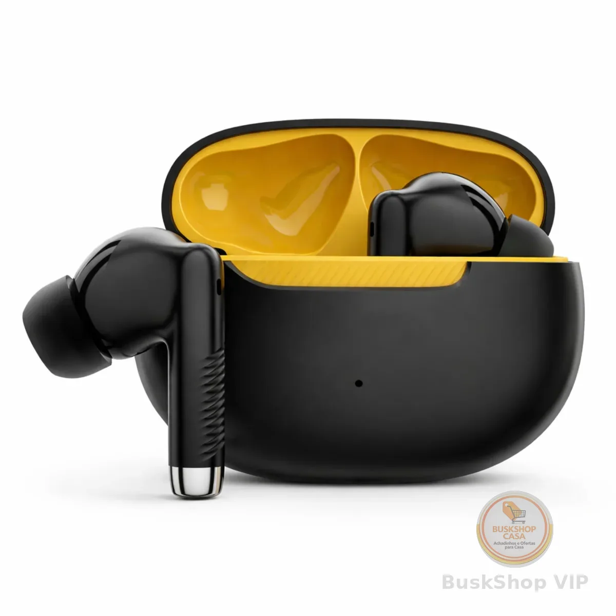 Fone de Ouvido Bluetooth 5.4 TWS Preto Sem Fio com Microfone, Controle Touch, Estojo Carregador USB-C, Até 16h com Estojo, Encaixe Intra-Auricular com Redução de Ruído, Android e iPhone