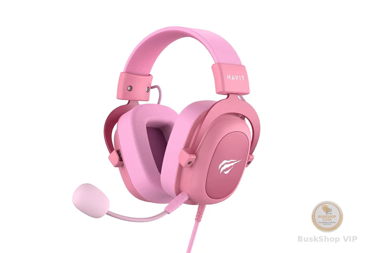 Havit Headphone Fone de Ouvido H2002d Pink, Gamer, com Microfone, Falante 53mm, Plug 3, 5mm: compatível com XBOX ONE e PS4, HAVIT, HV-H2002d Cor Rosa