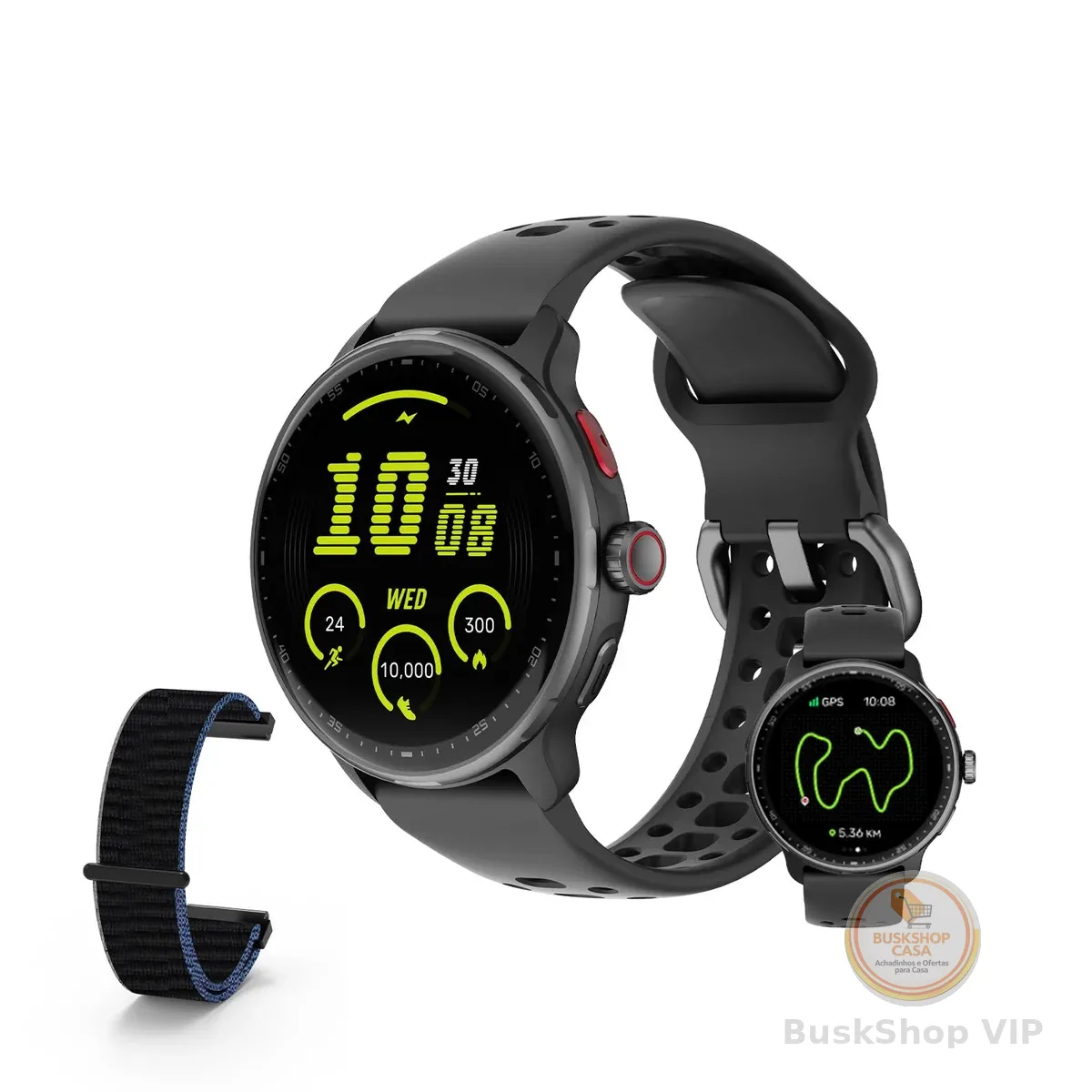 Bettdow SmartWatch GPS, Relogio Smartwatch Masculino e Feminino, 1,43 polegadas HD AMOLED, chamada Bluetooth, Esportivos relógio com voz por IA, Compatível com Android iOS, 2 Pulseiras (preto)
