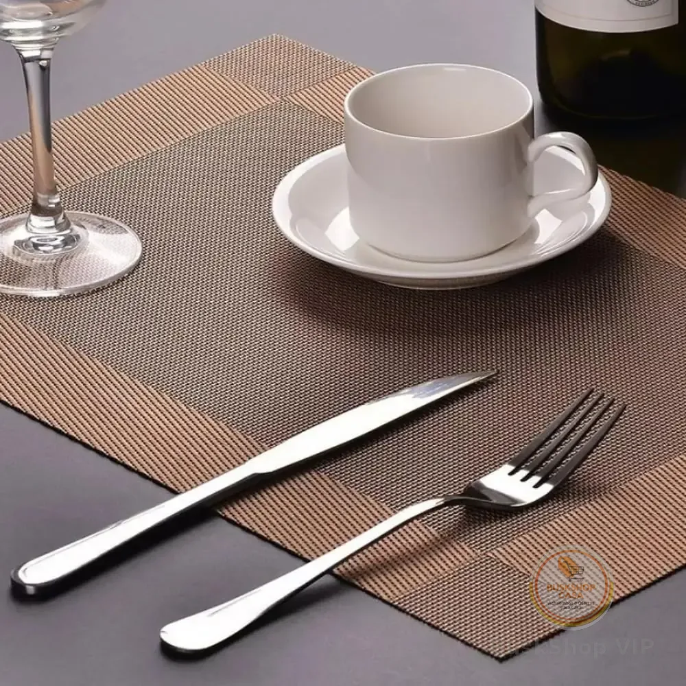 Kit 6 Peças Jogo Americano Retangular - Sousplat para Mesa Posta - Jogo Americano Elegante para Jantar, Almoço e Café - Lavável e Resistente - Shop100 (Marrom)