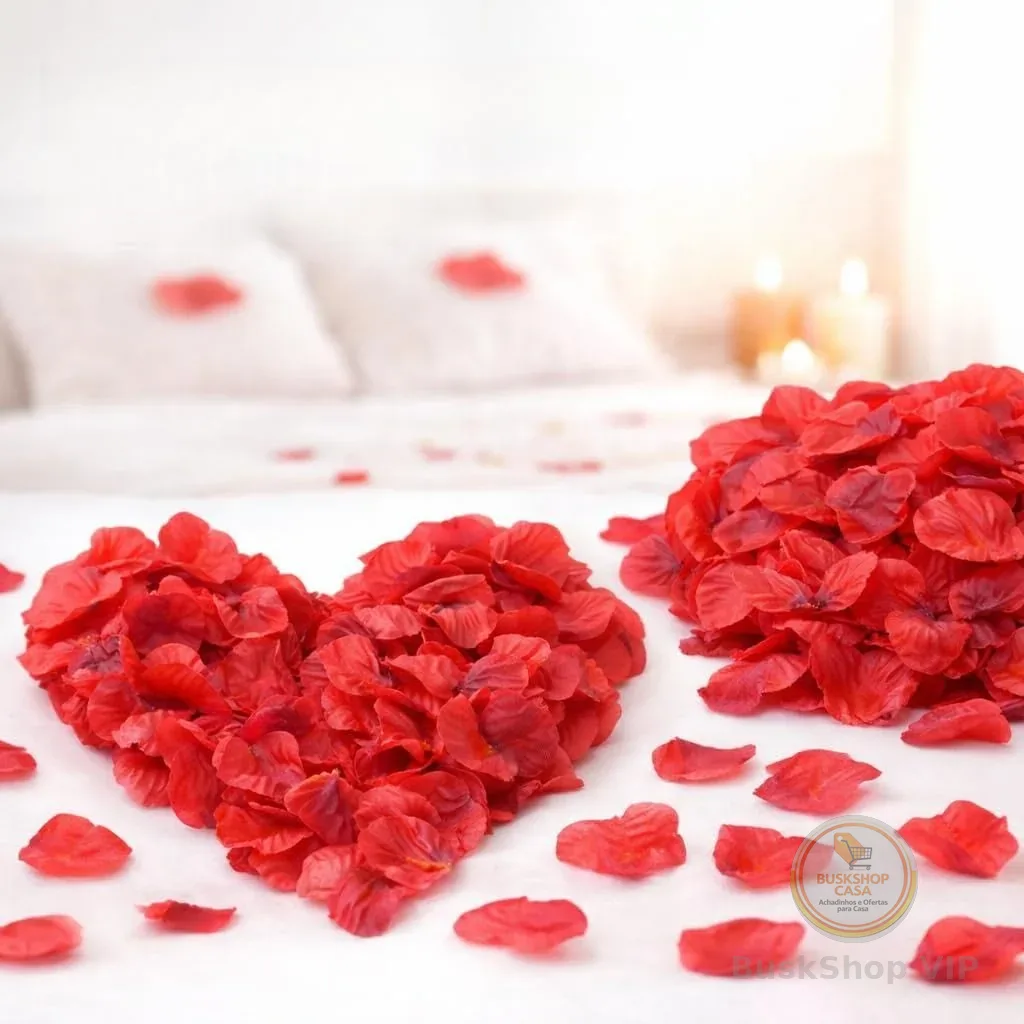 Pétalas de Rosa Artificial Vermelha, Kit com 1000 Unidades, Reutilizáveis, para Casamentos, Decoração e Noites Romântica