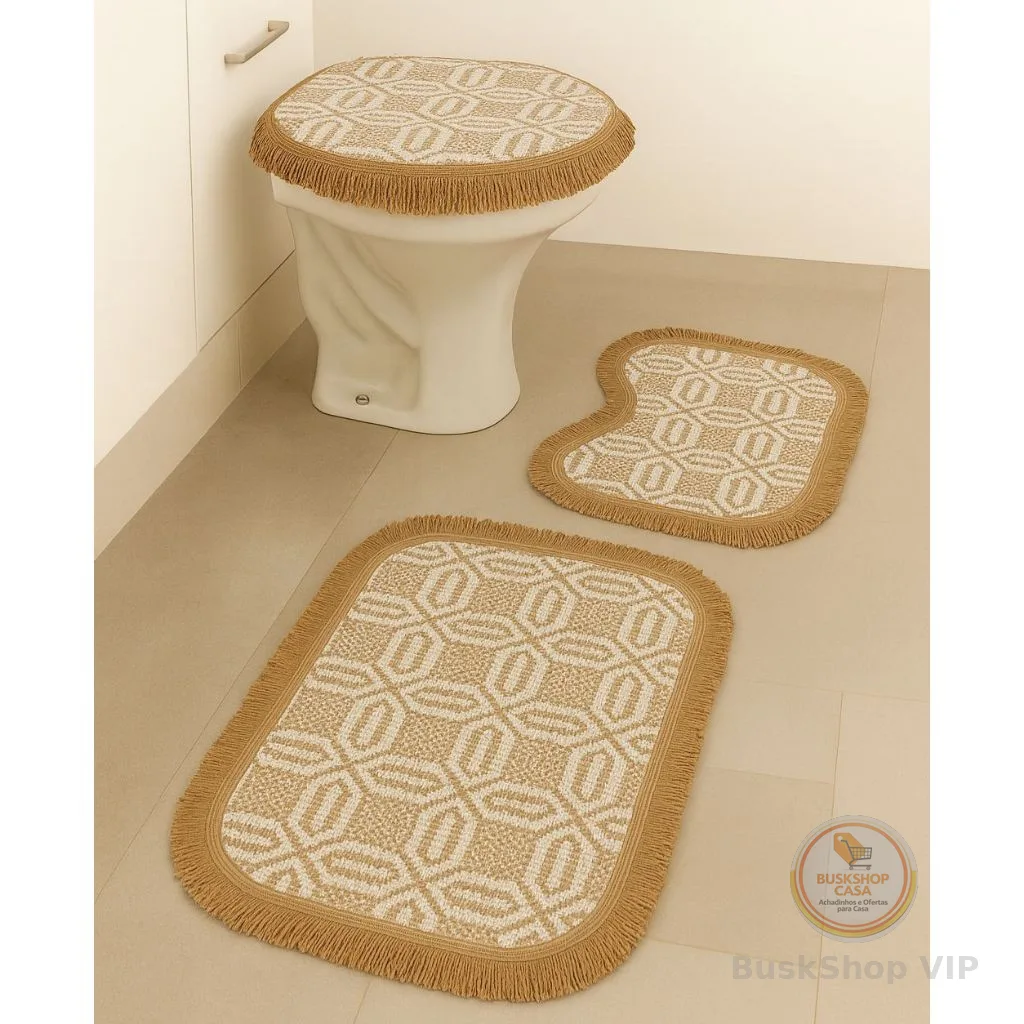 Kit Tapete de Banheiro Decoração 3 peças