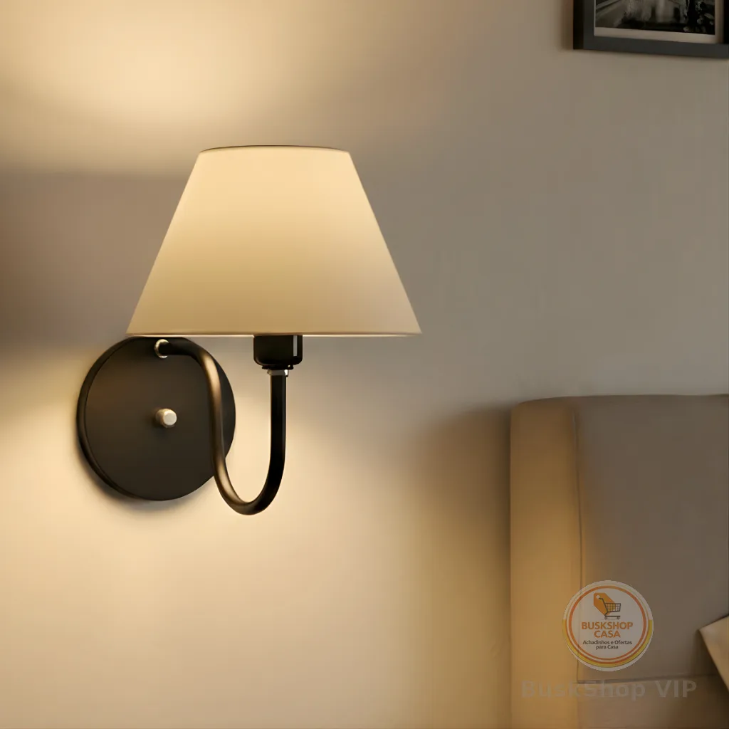 Arandela Abajur de Quarto Interna Bivolt 110/220 Alumínio Americana Colonial - ABF Luminárias