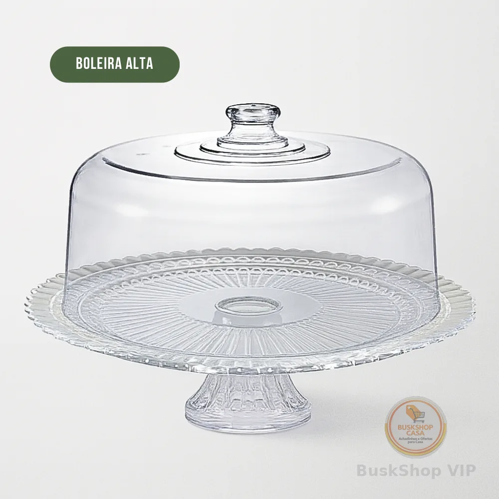 Boleira C/ Tampa Luxuosa Tortas Doces Cozinha Base Vidro Tampa Acrílico - Ruvolo Viena