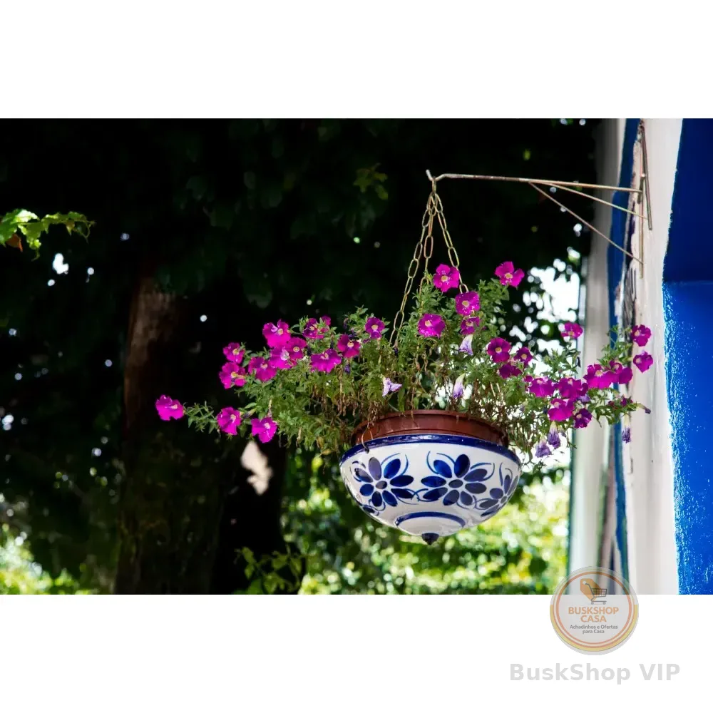 Vaso Cuia Suspensa Porcelana Vaso Decoração Decorativo Azul
