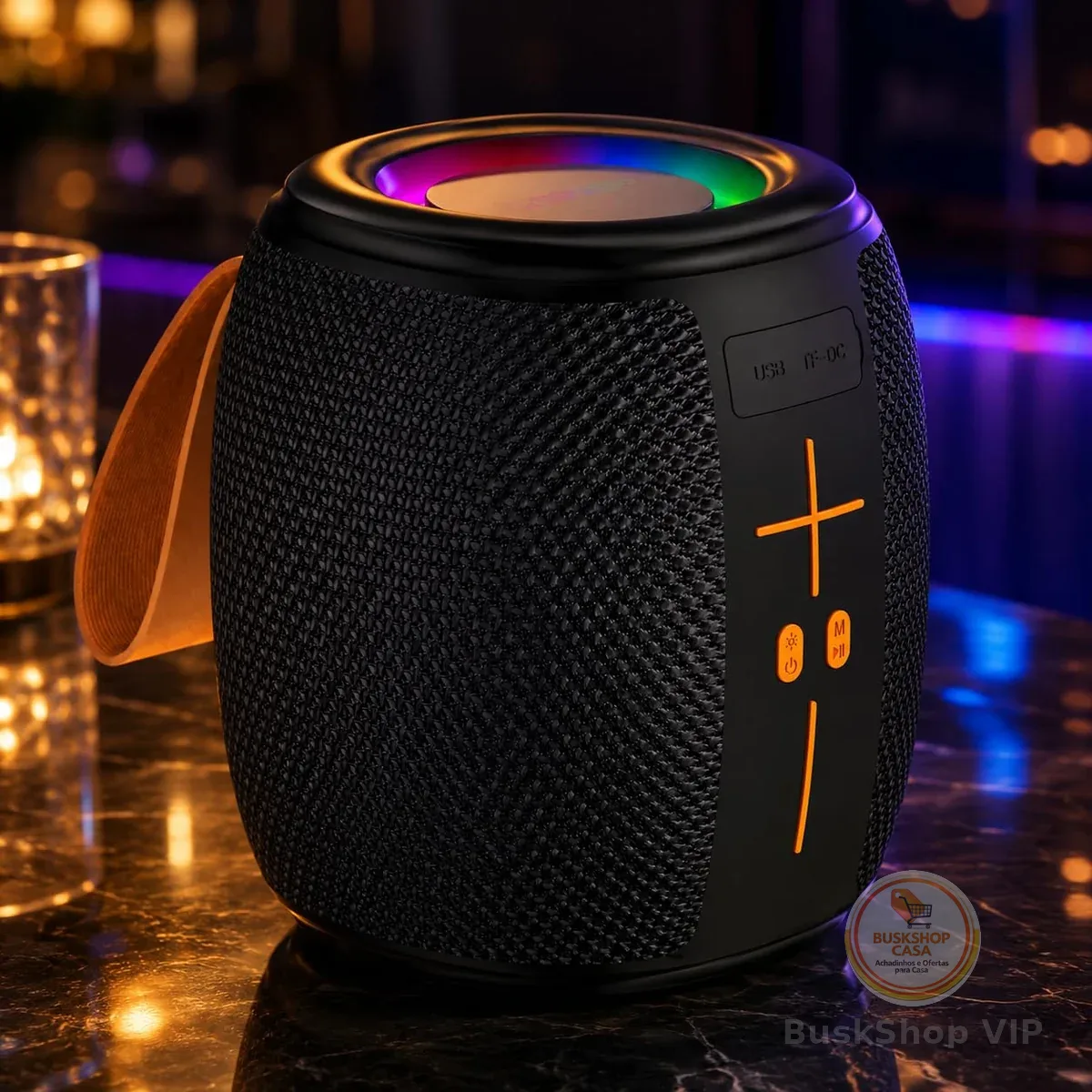 Caixa de Som Bluetooth 20W Portátil - IPX5 Resistente à Água, LED Controlável, TWS, Bateria Recarregável, USB, Auxiliar e Som Potente para Festa e Uso Diário