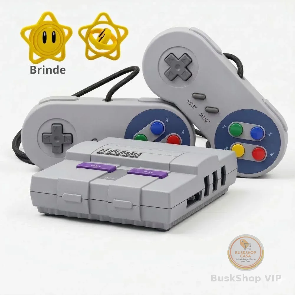 Game Retro Mini Super Nintendo 2 Controles + Pack com todos os Jogos de Snes
