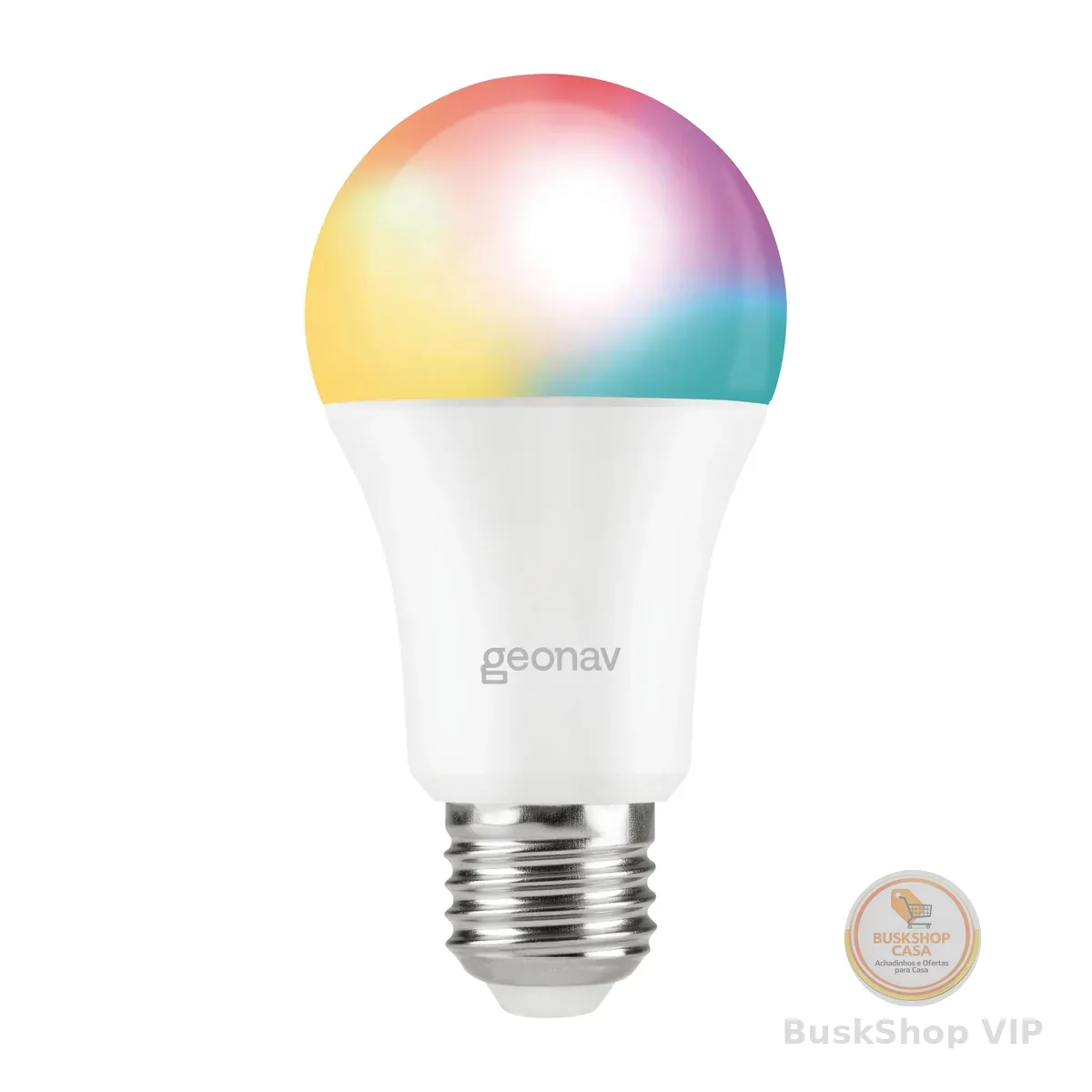 Hi by Geonav Lâmpada Inteligente Led 9W, Wi-Fi, E27, Branco Frio/Quente/RGBW 16 milhões de cores, Dimerizável, Controle no Aplicativo, 810 Lúmens, Bivolt, Compatível com Alexa e Google Assistente