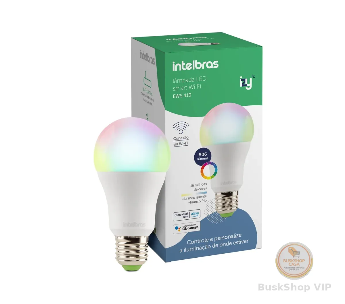 Lâmpada Smart Inteligente EWS 410 com 16 milhões de cores Wi-Fi compatível com Alexa Intelbras