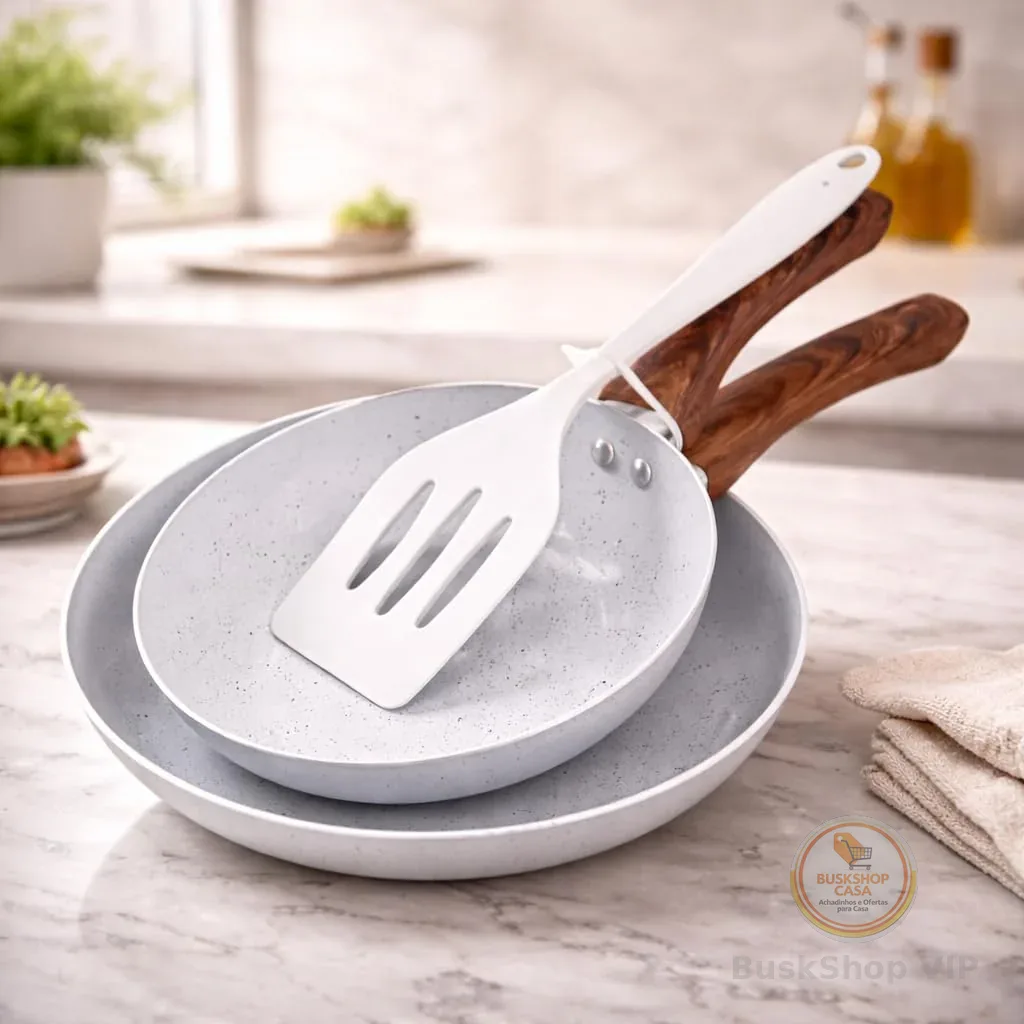 Conjunto Kit de Frigideiras Lecce com Indução 20cm e 24cm com Espátula de Silicone | Antiaderente Cerâmico Premium – Cozinha Sem Grudar, Design Elegante Cabo Soft Touch e Alta Durabilidade