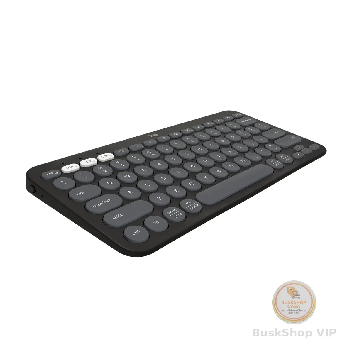 Teclado sem fio Logitech Pebble Keys 2 K380s com Conexão Bluetooth Easy-Switch e Pilha Inclusa - Compatível com PC, Mac, Chrome OS, Android, iOS e Apple TV, Layout US - Grafite