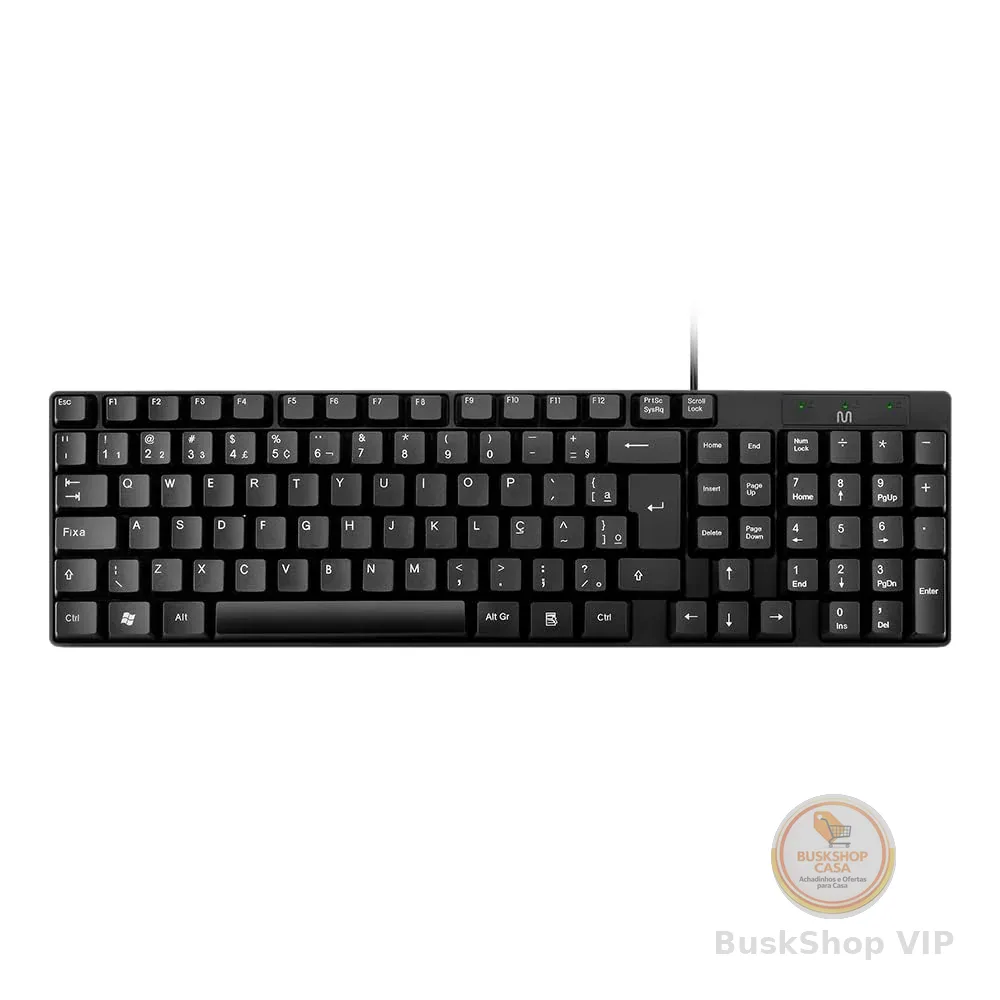 Teclado Com Fio Compacto Conexão USB Resistente Água Preto Multi - TC193