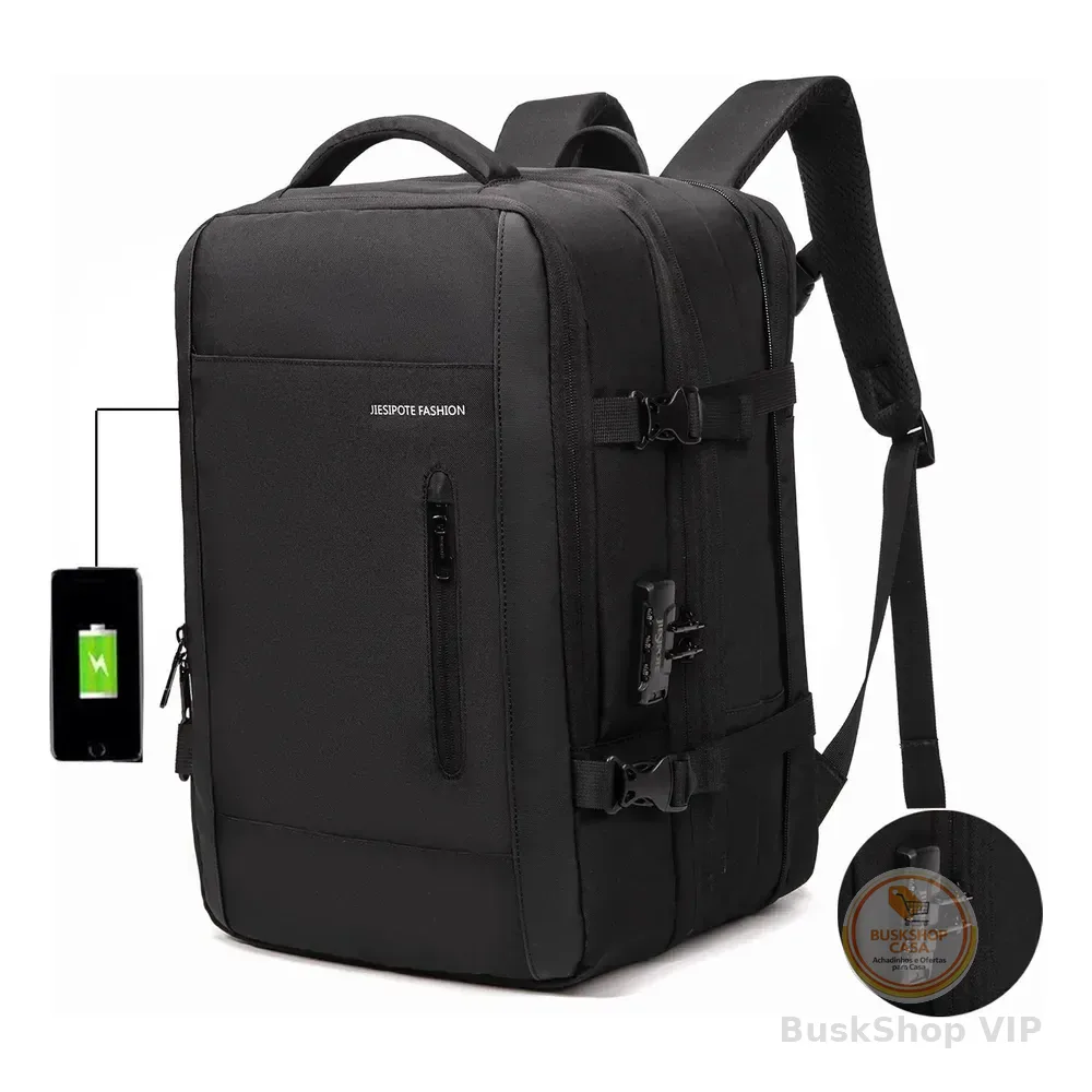 Mochila De Negócios Impermeávela Senha De Bloqueio Preto Florido