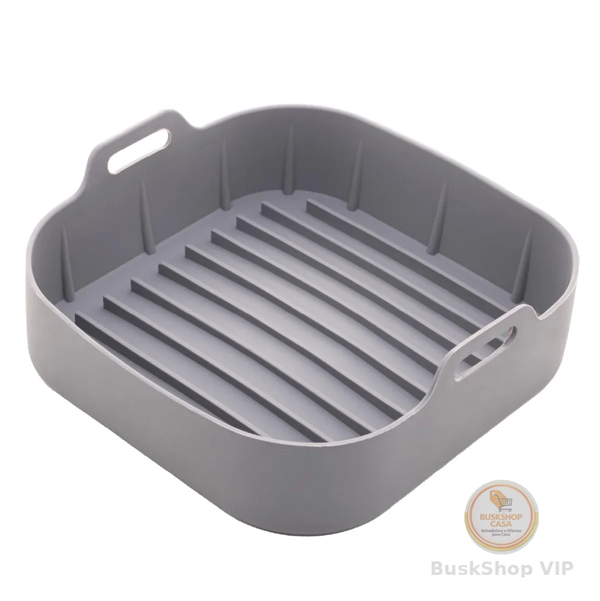LYOR - Forma Quadrada de Silicone para Air Fryer Cinza 20Cm x 7Cm