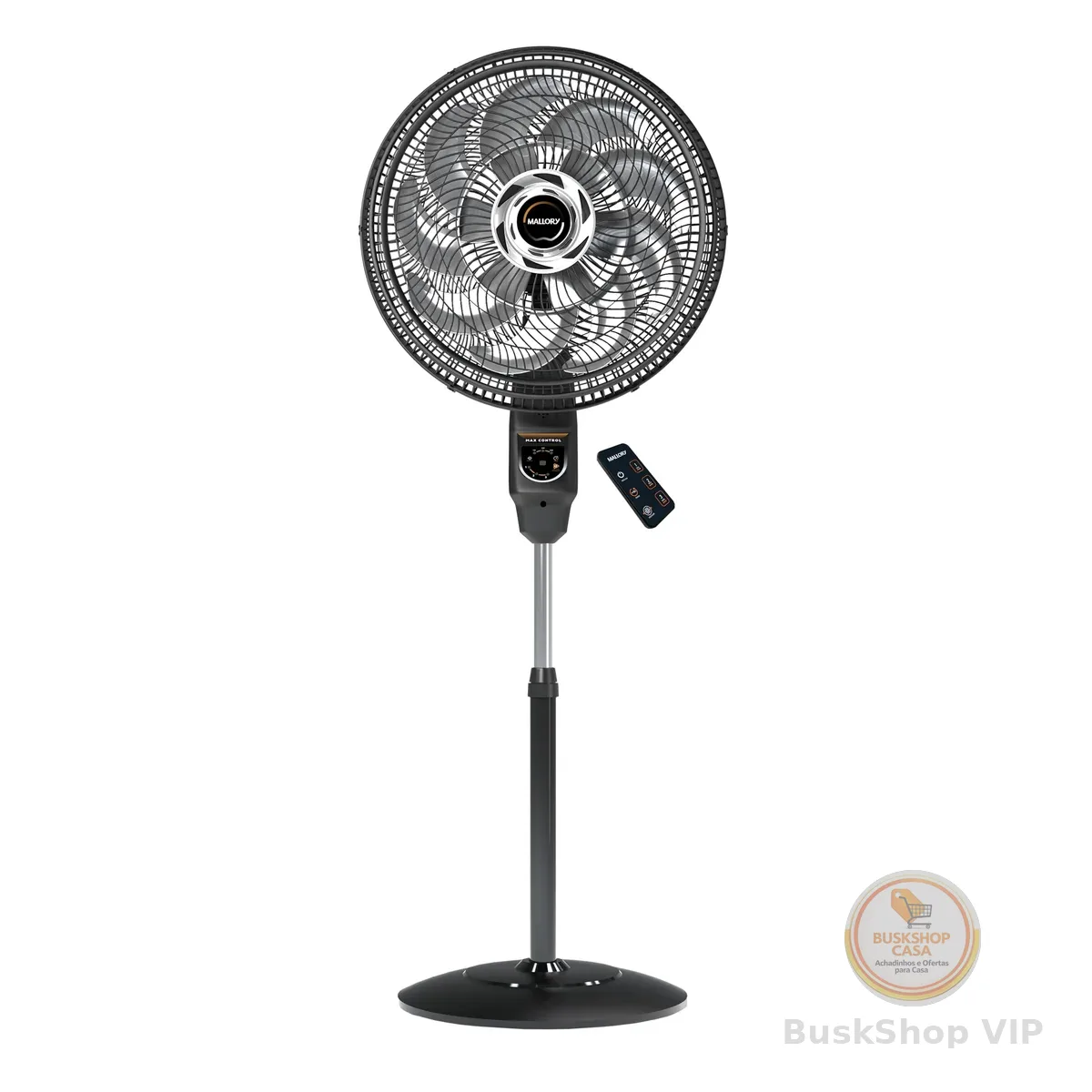 Ventilador de Coluna Mallory Max Control Com Controle Remoto 140W, Silencioso, Com Hélice de15 pás, Grade Especial em Sistema TS, Máxima Vazão e Mínimo Ruído - PR-GR - 220V