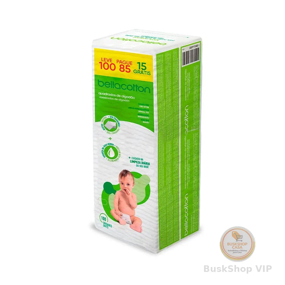 Bellacotton Algodao Quadrado Baby Bellacotton 100 Un. (Lv100Pg85)