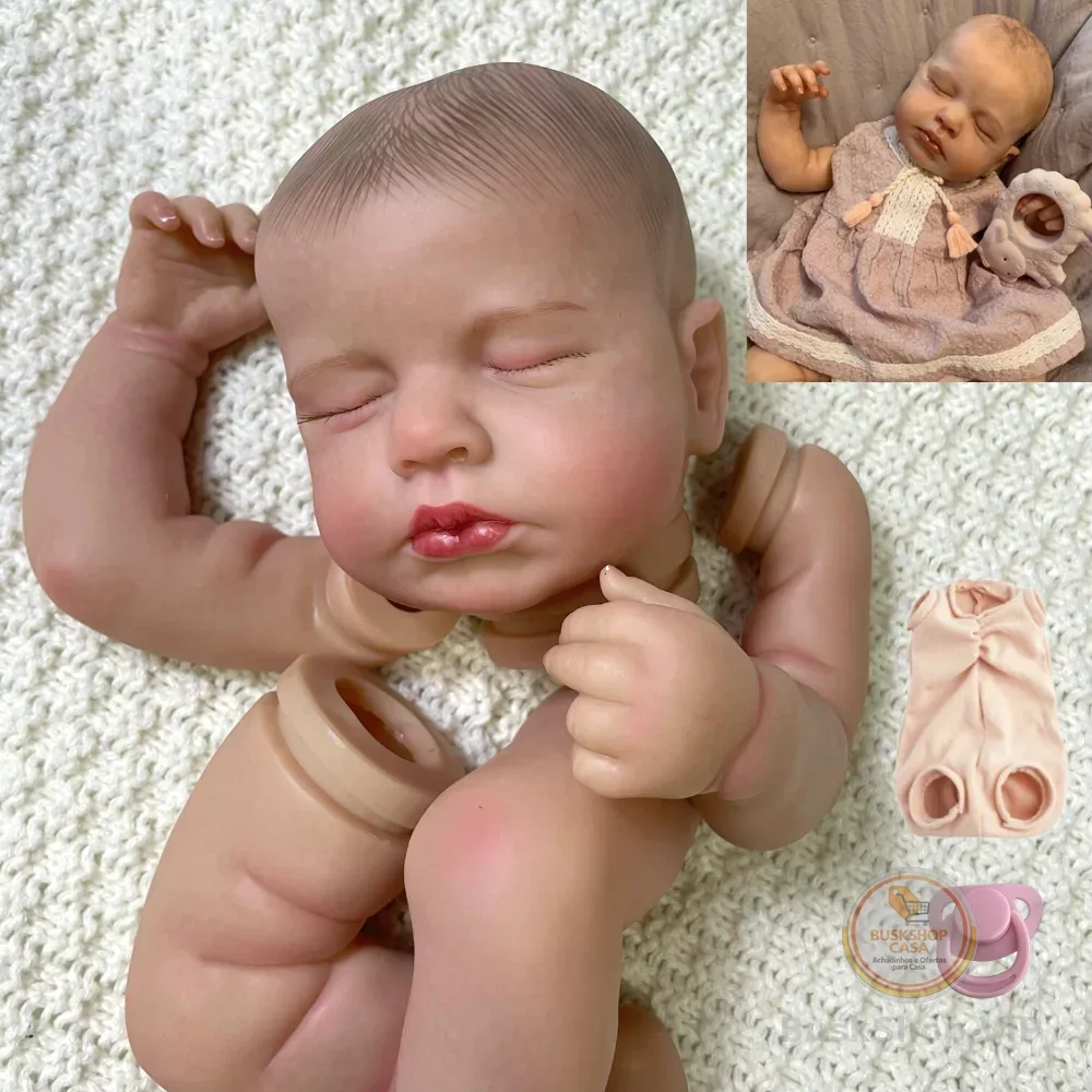 Mrb 20 Polegada reborn louloou 3d pele pintada kit com cílios enraizados e corpo de pano desmontado reborn bebê boneca peças moldes diy