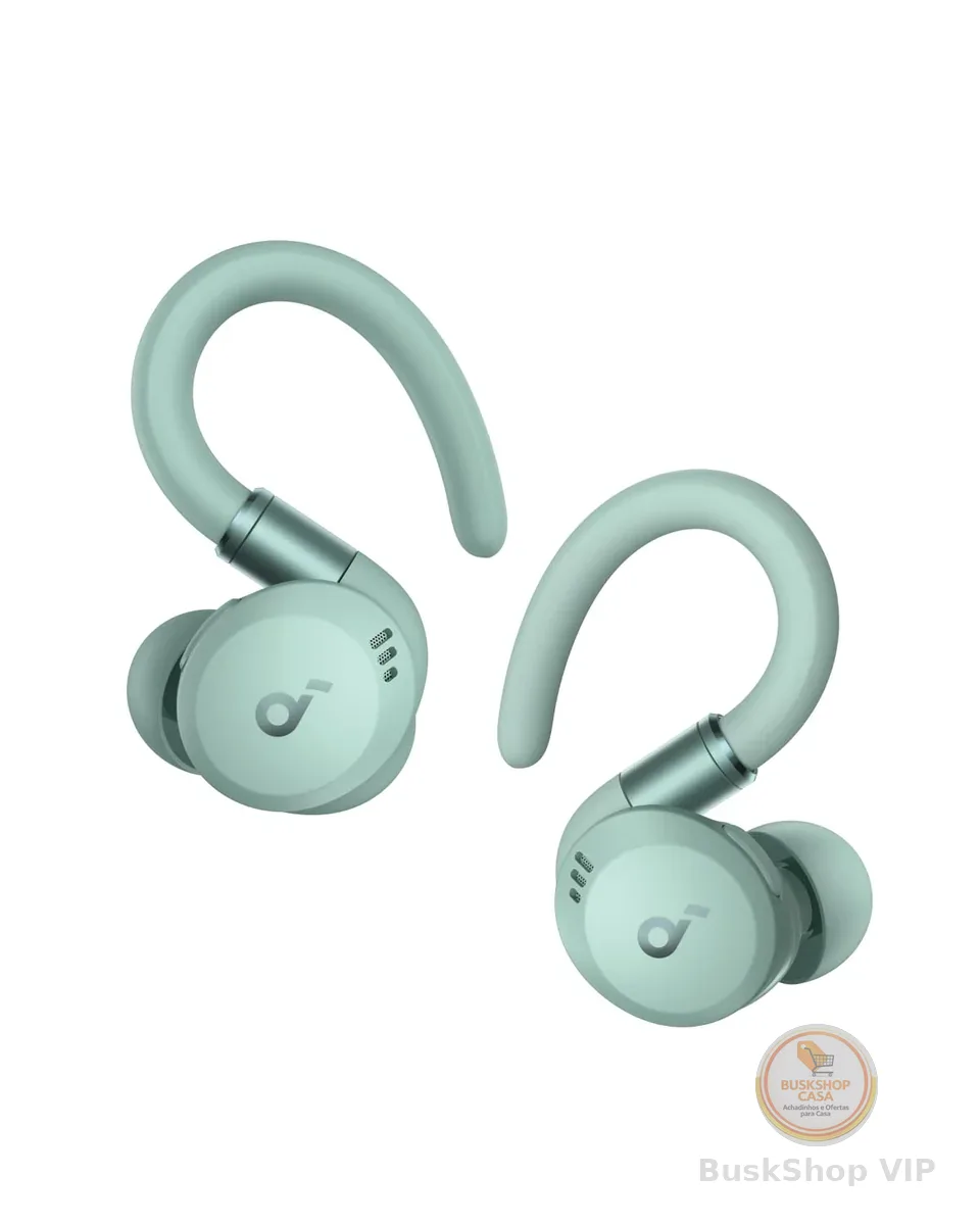 soundcore Sport X20 da Anker, Fone de Ouvido Bluetooth Sem Fio, Fone esportivo, ANC Adaptativo, Ganchos Ajustáveis, Graves Intensos, À Prova de Suor e Poeira, IP68, 48H de Reprodução, TWS, Verde