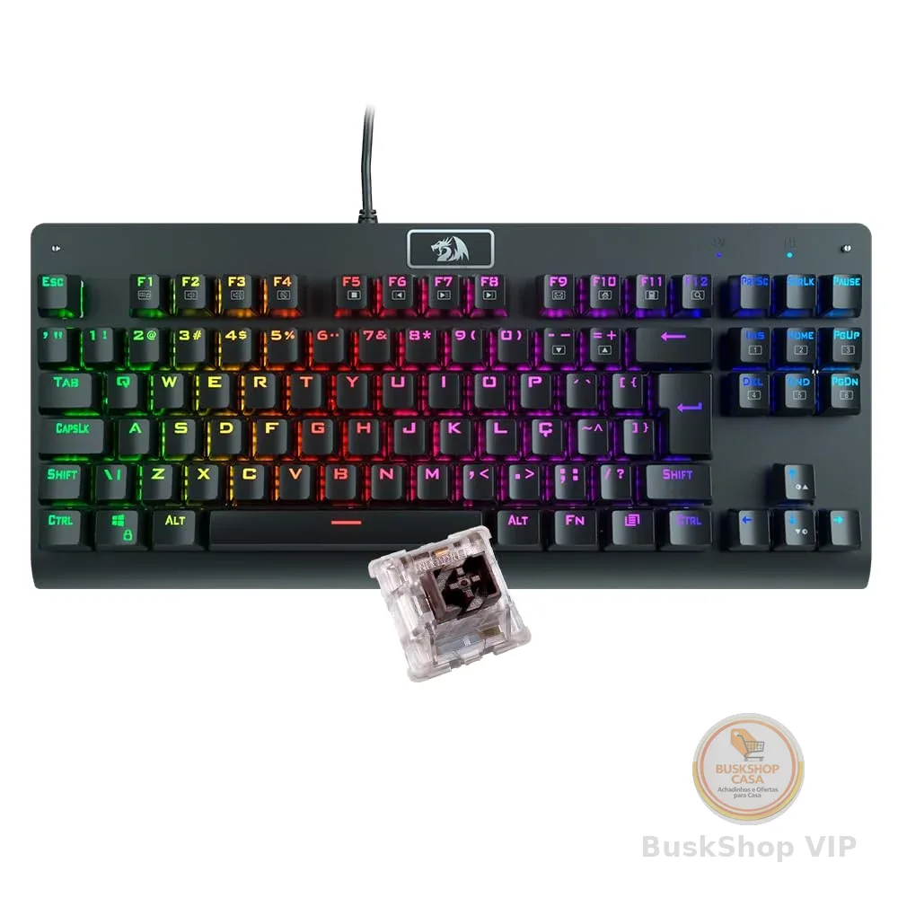 Teclado Mecânico Gamer Redragon Dark Avenger K568-2 Rgb Switch Brown Com Fio