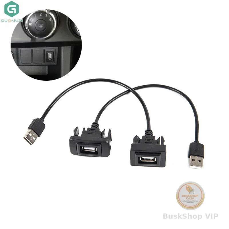 Cabo Adaptador de Extensão USB 2.0 para Painel de Carro, Montagem Embutida, Macho para Fêmea, para Vigo RAV4
