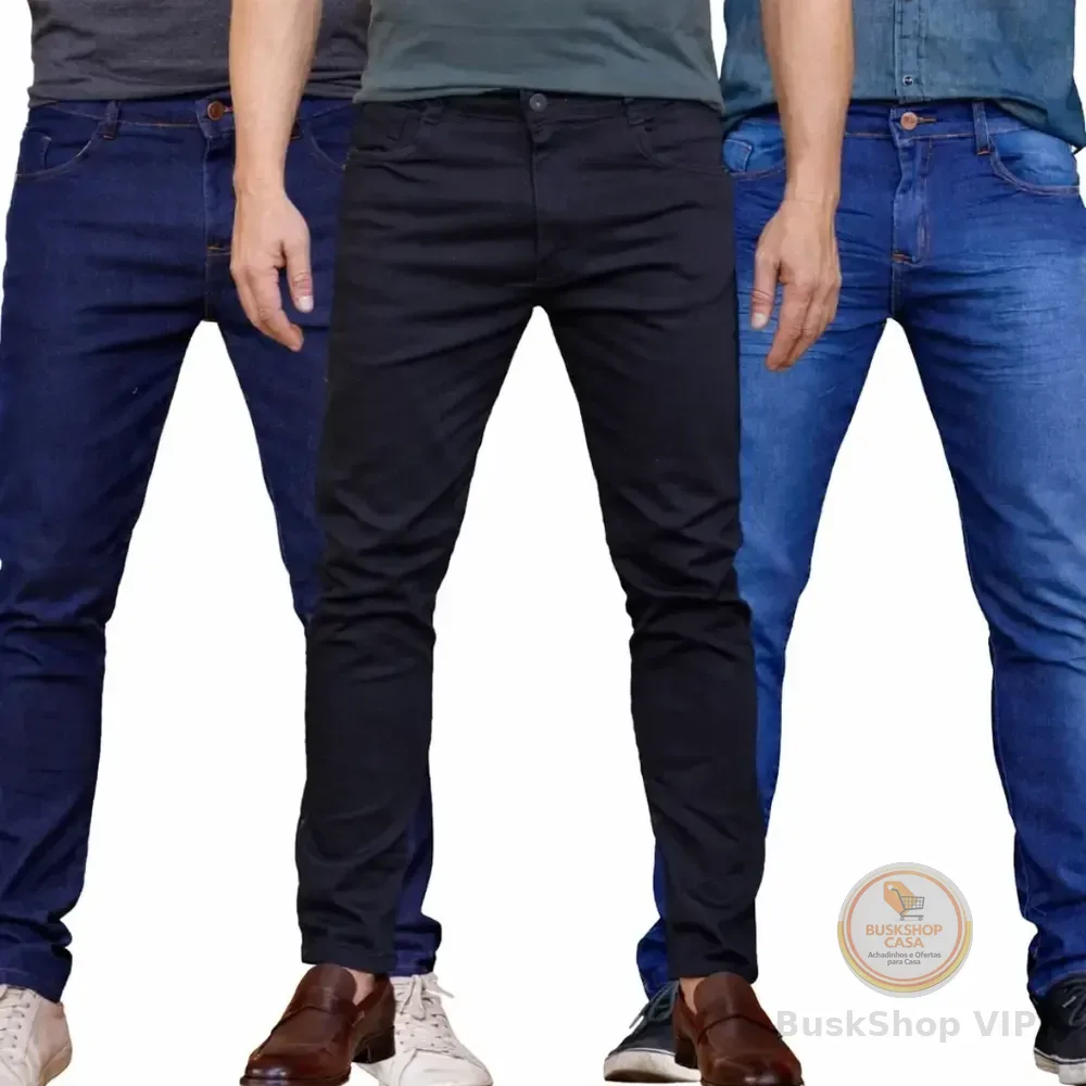 Kit 3 Calças Jeans Masculina Modelo Slim Envio Imediato Kit 3 Calças Premium 42