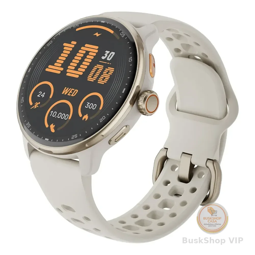 Relógio Inteligente Gps Smartwatch Amoled 3atm Outdoor Strar Preto Mesh Bege