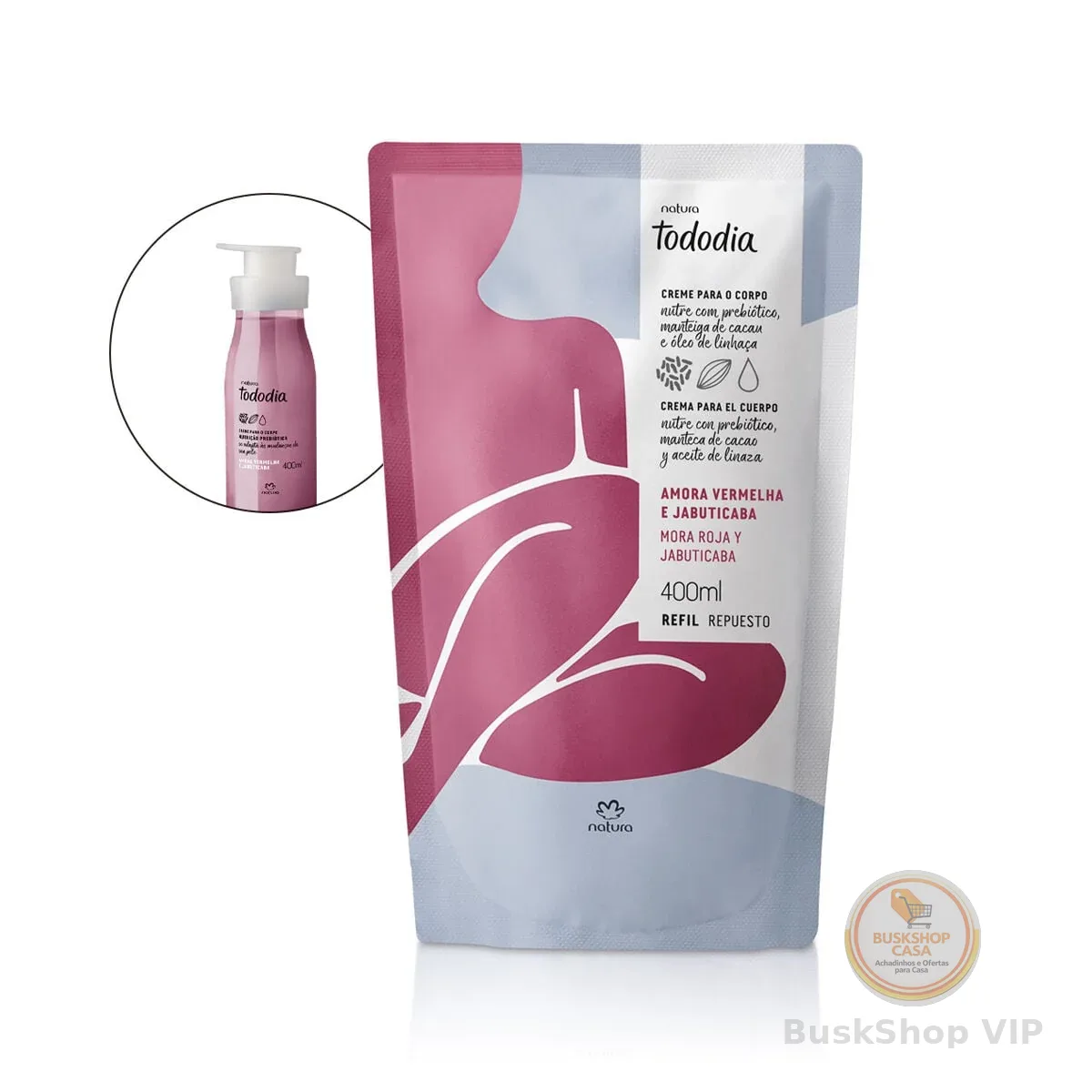 Refil Creme Desodorante Nutritivo para o Corpo Tododia Amora Vermelha e Jabuticaba