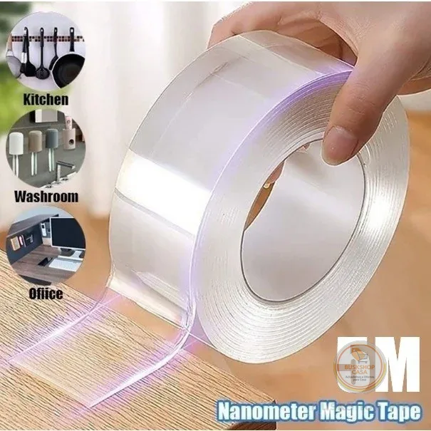 Fita Dupla Face Extra Forte Transparente NanoGel Silicone Mágica Adesiva Cola na Parede Móvel Porta