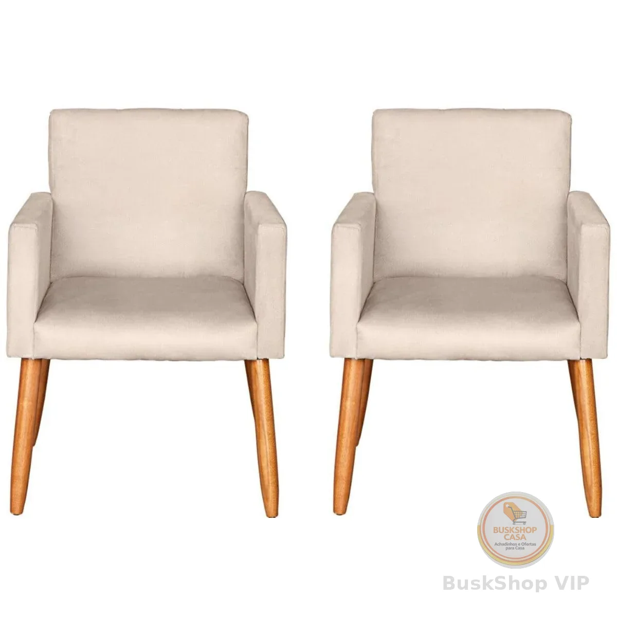 Kit 2 Poltronas Cadeira Decorativa para Sala de estar Cadeiras para Recepção Manicure Escritório Sala De Espera (BEGE)