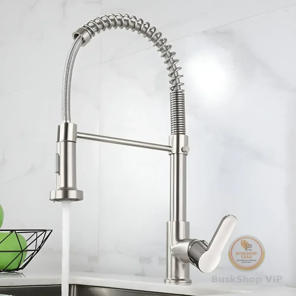 Torneira Cozinha Gourmet Bancada Flexível Monocomando Misturador Pia Acabamento B22-silvery Cor Prateado
