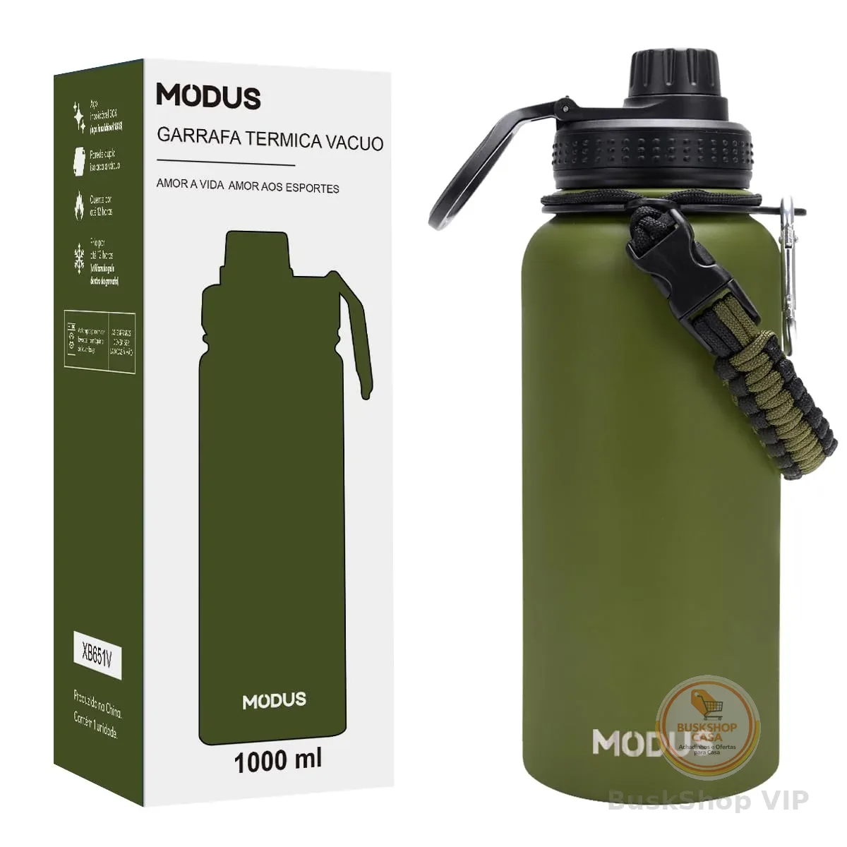 MODUS Garrafa Térmica Esportiva De Aço Inoxidável Com Isolamento A Vácuo De 950ML (Verde)