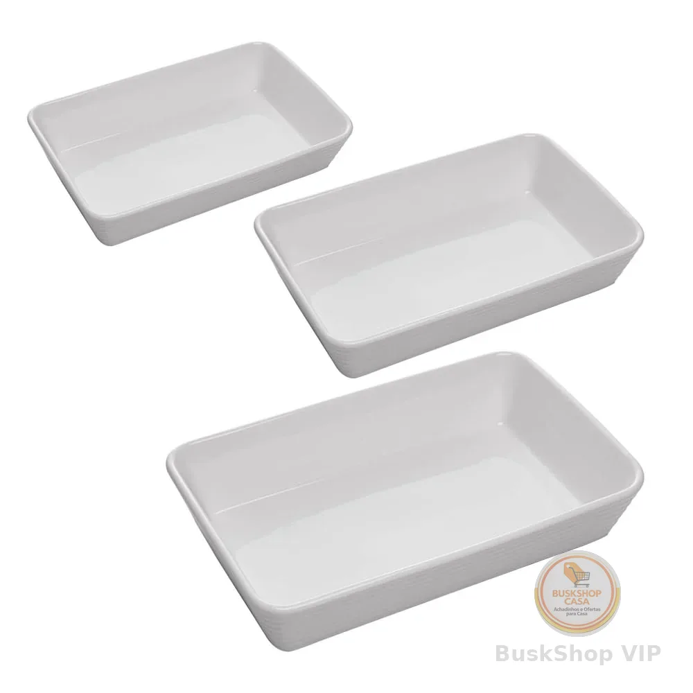 LYOR - Conjunto 3 Refratários Línea Branco Porcelana