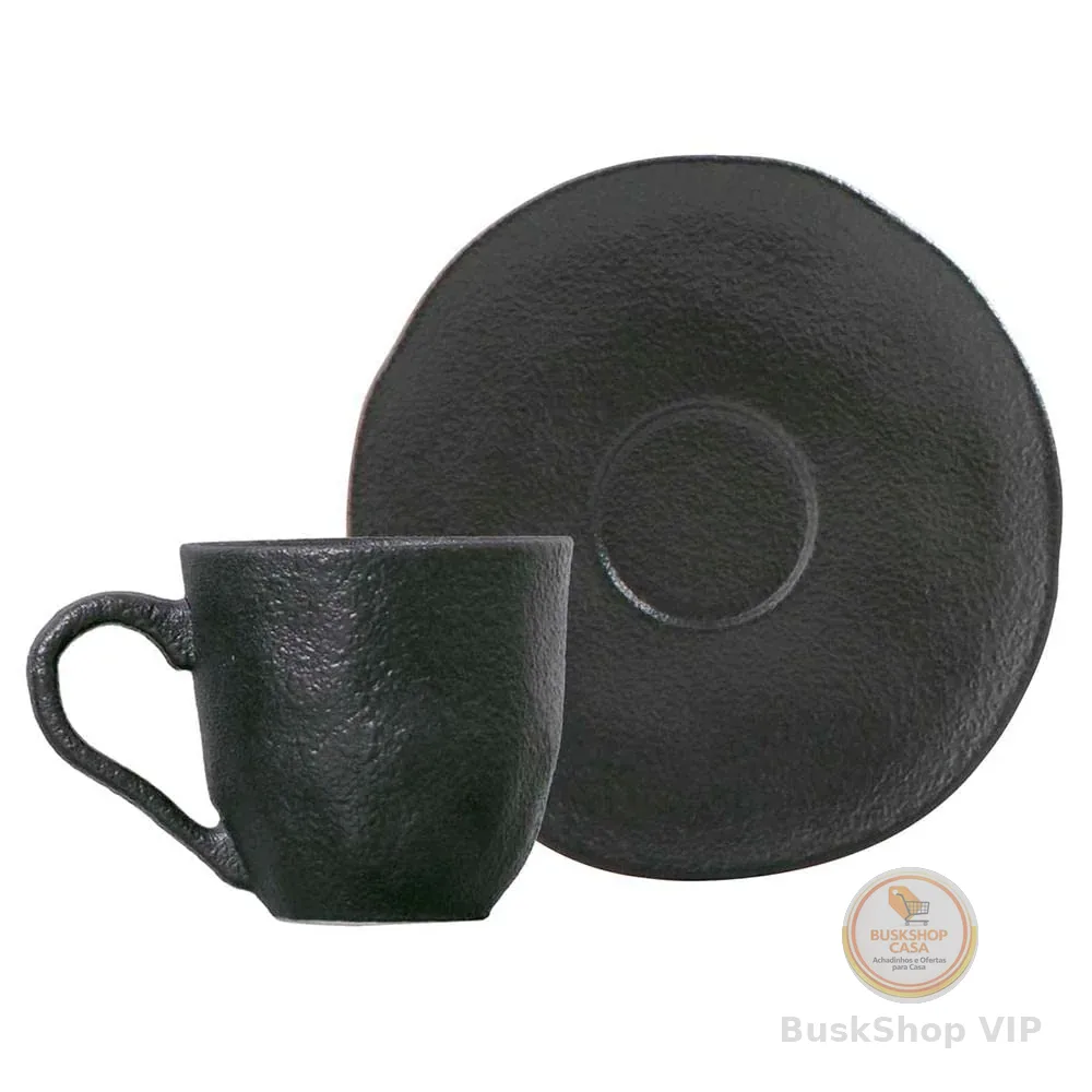 Porto Brasil Conjunto com 6 Xícaras de Café com Pires Orgânico Pretto Matte 120ml