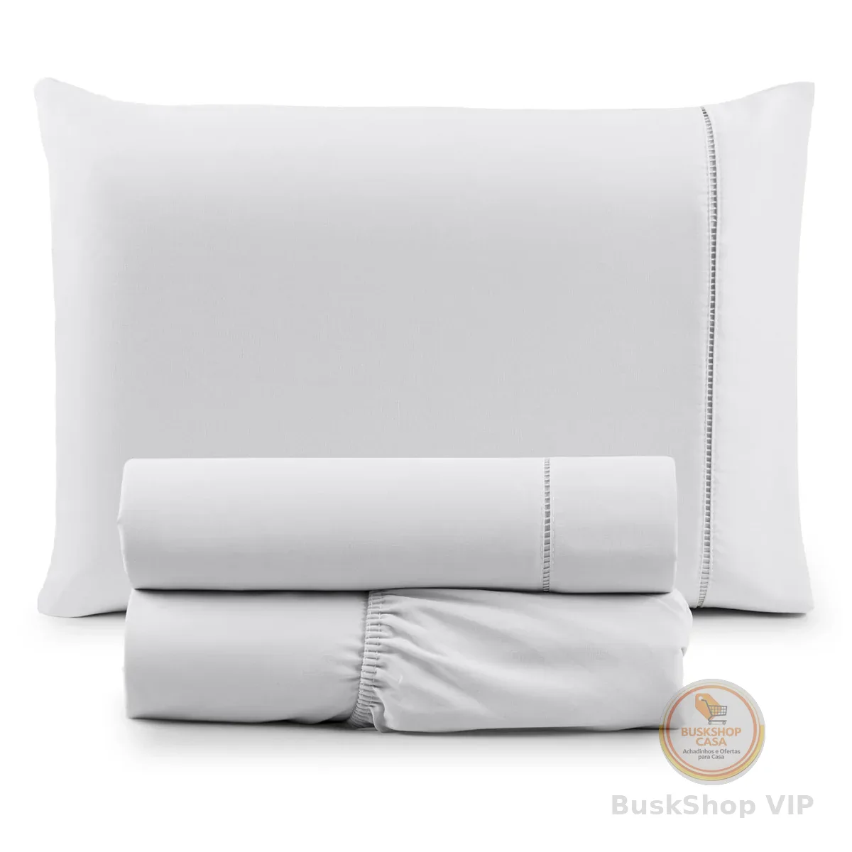 Jogo de Cama Classic Solteiro Percal 400 Fios Ponto Palito 03 Peças, Antiácaro, Anti-pilling com Toque Macio - Branco