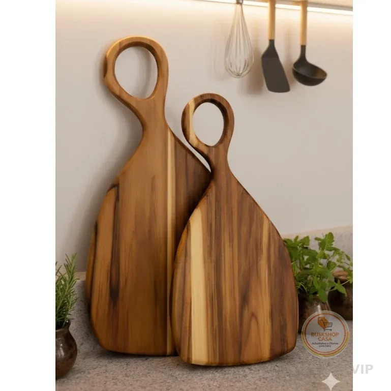 Kit Tábua de Corte Royal Com Cabo Decorar Cozinha Servir e Cortar P e M