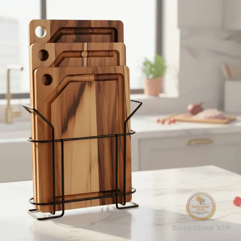 Kit 3 Tábuas para Corte de Carnes Legumes com Suporte Para Dia a Dia Pratico e Compacto - Stolf