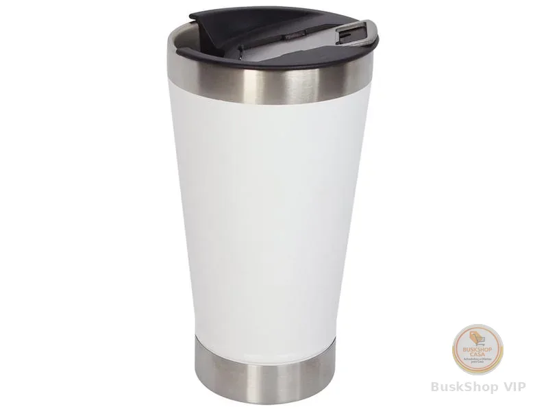 Copo Térmico Fratelli para Cerveja Premium Branco 400ml com Tampa e Abridor